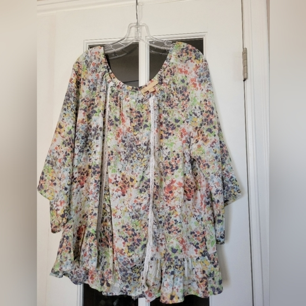 Hope & Harlow boho scoop neck 3/4 sleeve blouse size 2x